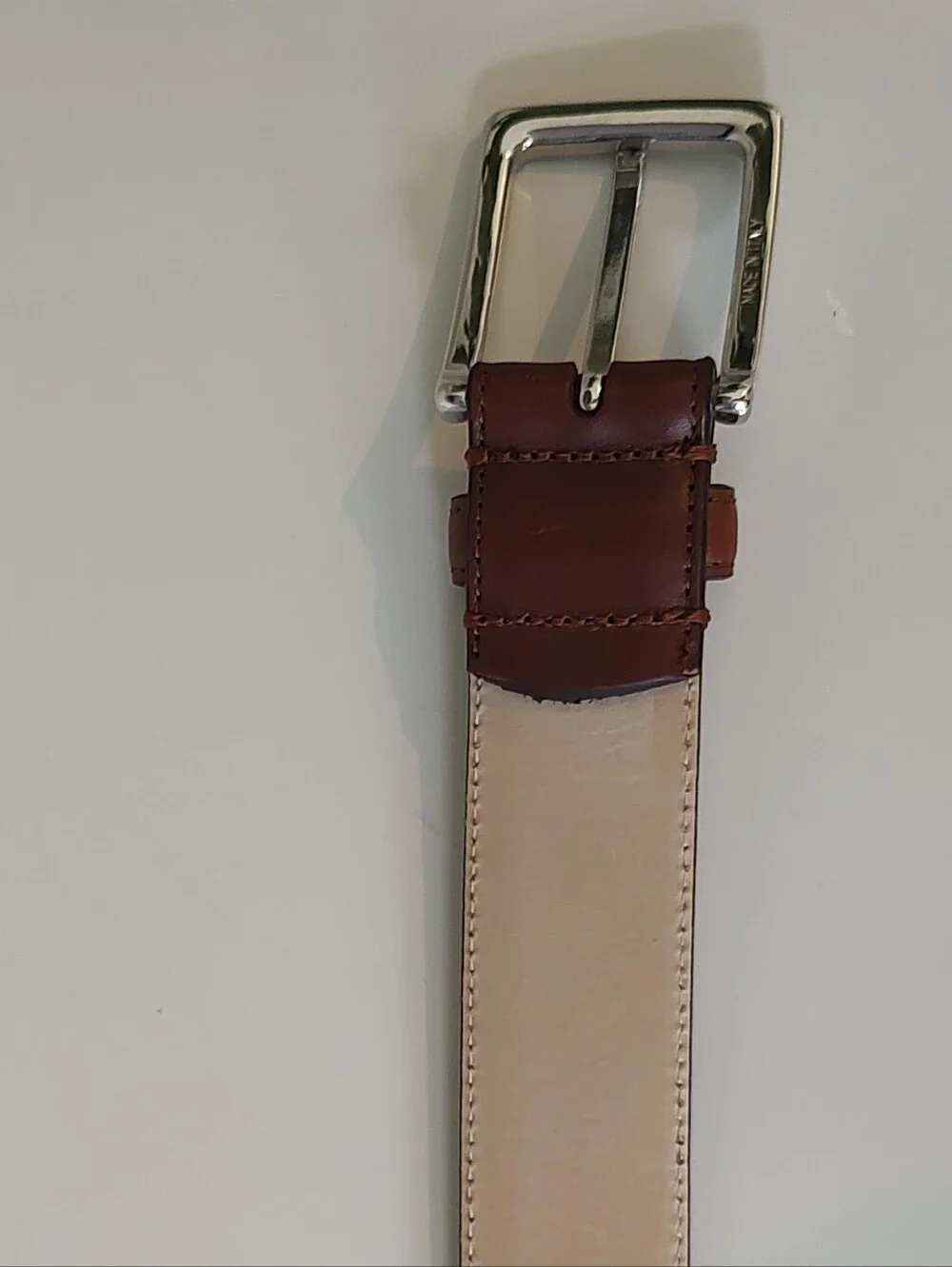 Brooks Brothers Men's Dress Belt Genuine Leather Silver Buckle Brown 40